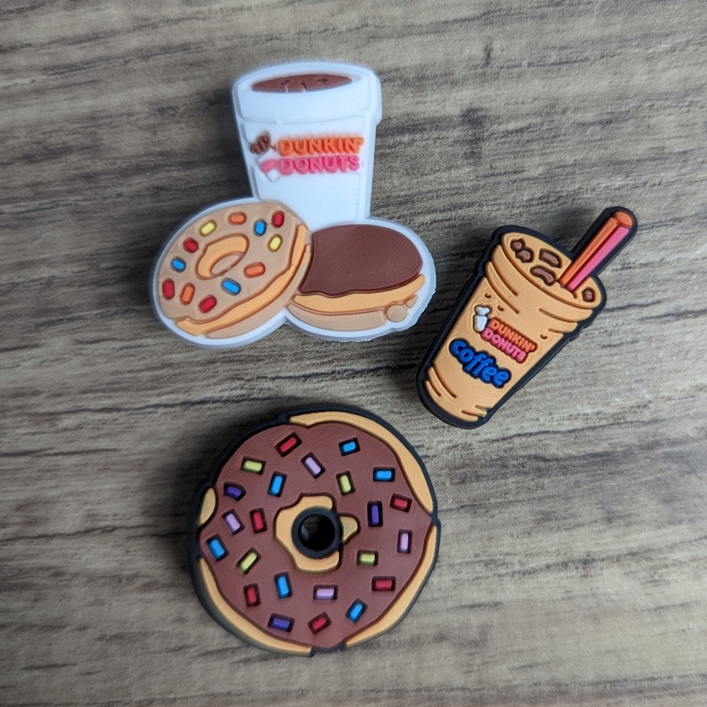 Set of 3 Dunkin donuts & coffee croc charms